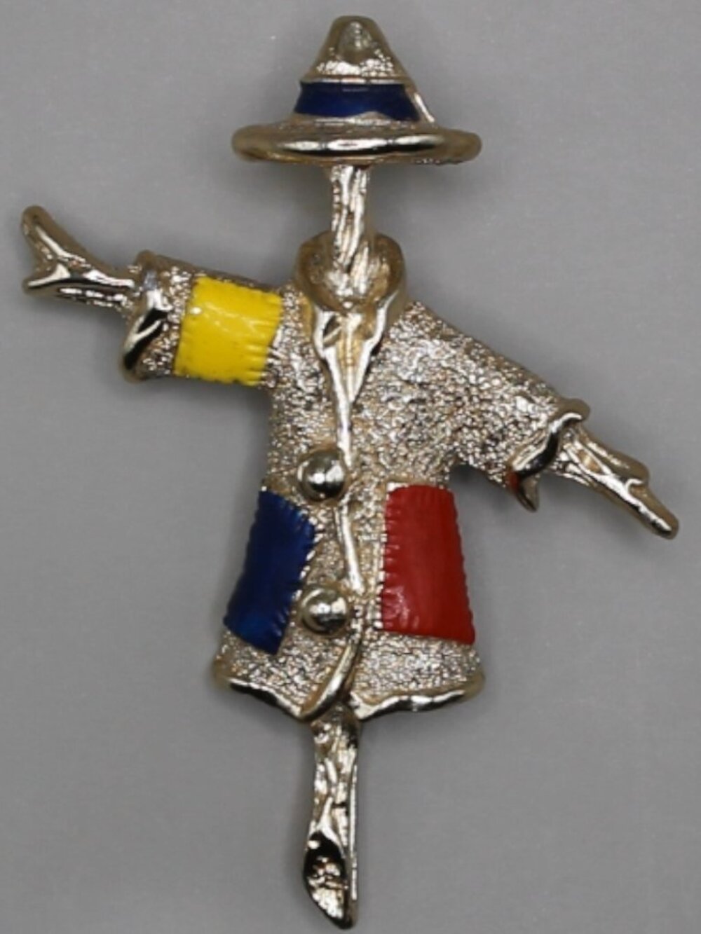 Vintage Sarah Coventry Scarecrow Brooch Enamel Figural Pin Fall Harvest
